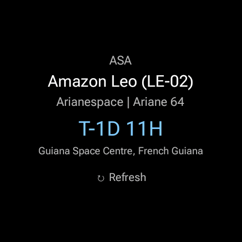 Wear OS tile showing the next launch and its countdown