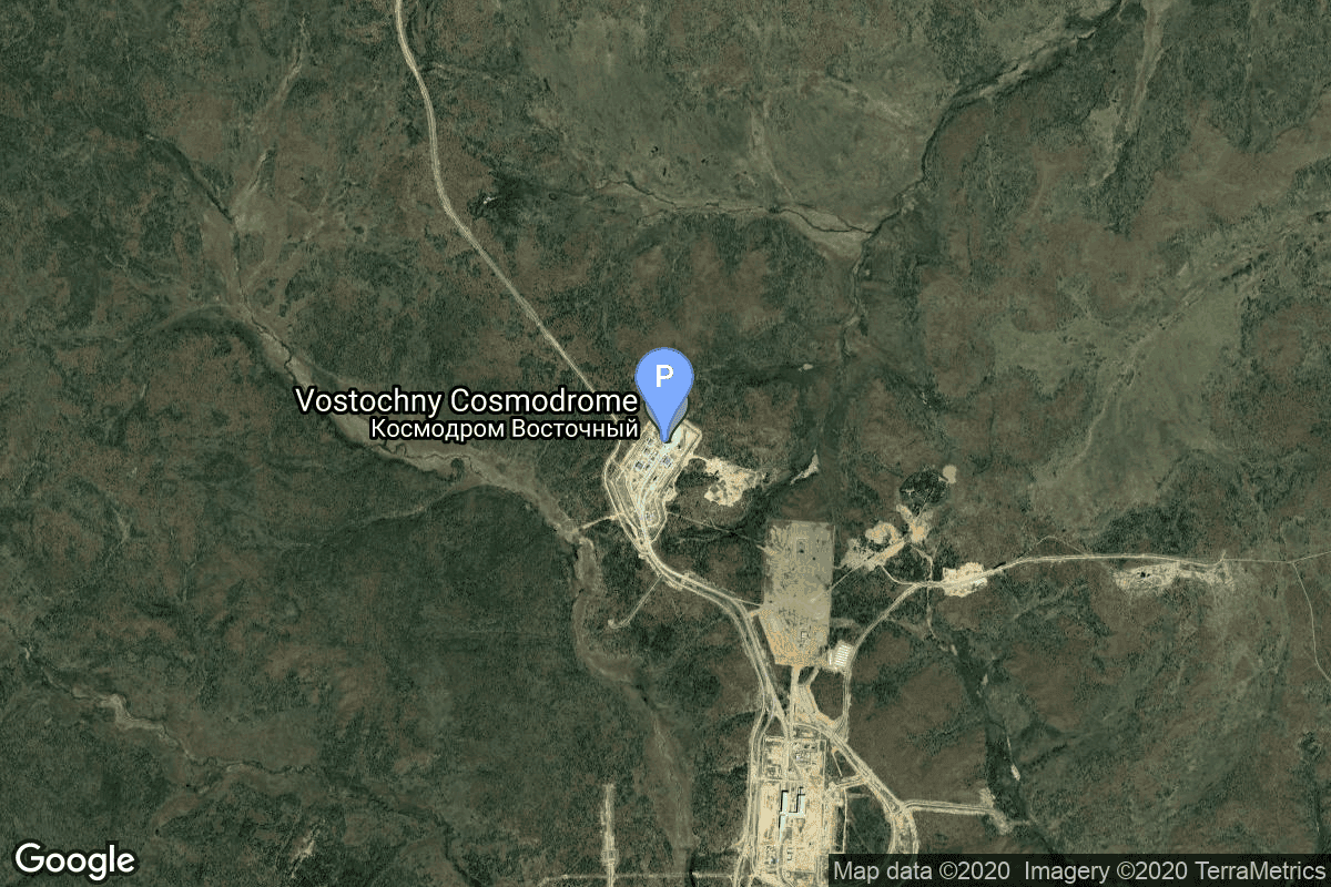 Map of Vostochny Cosmodrome, Siberia, Russian Federation showing Cosmodrome Site 1A