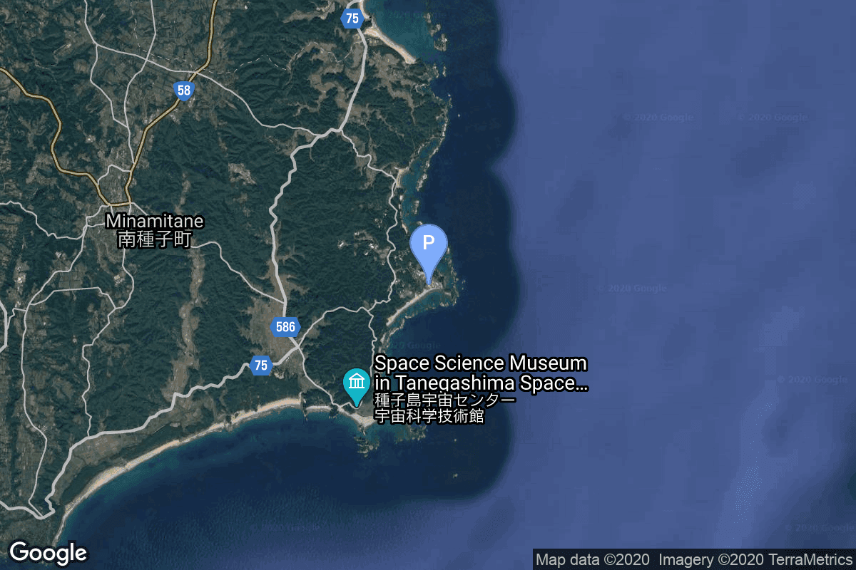 Map of Tanegashima Space Center, Japan showing Osaki Launch Complex