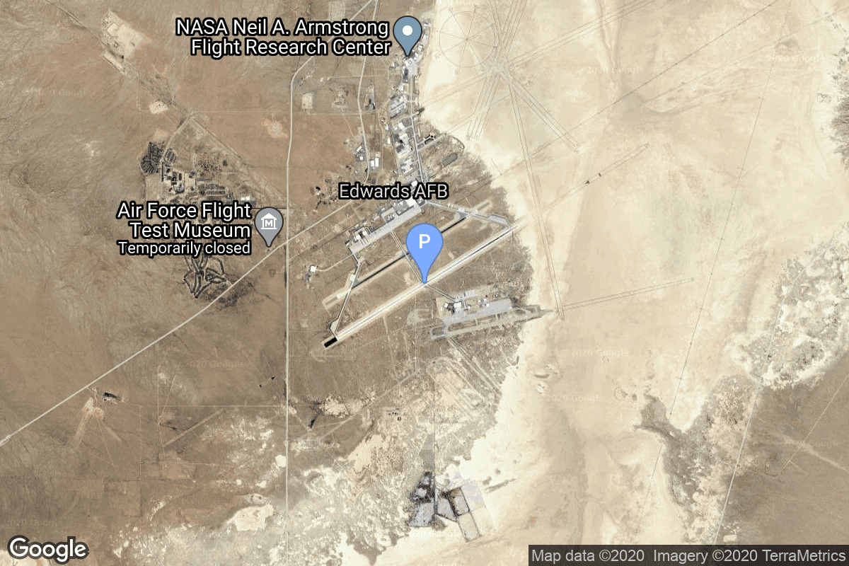Map of Air launch to Suborbital flight showing Edwards Air Force Base