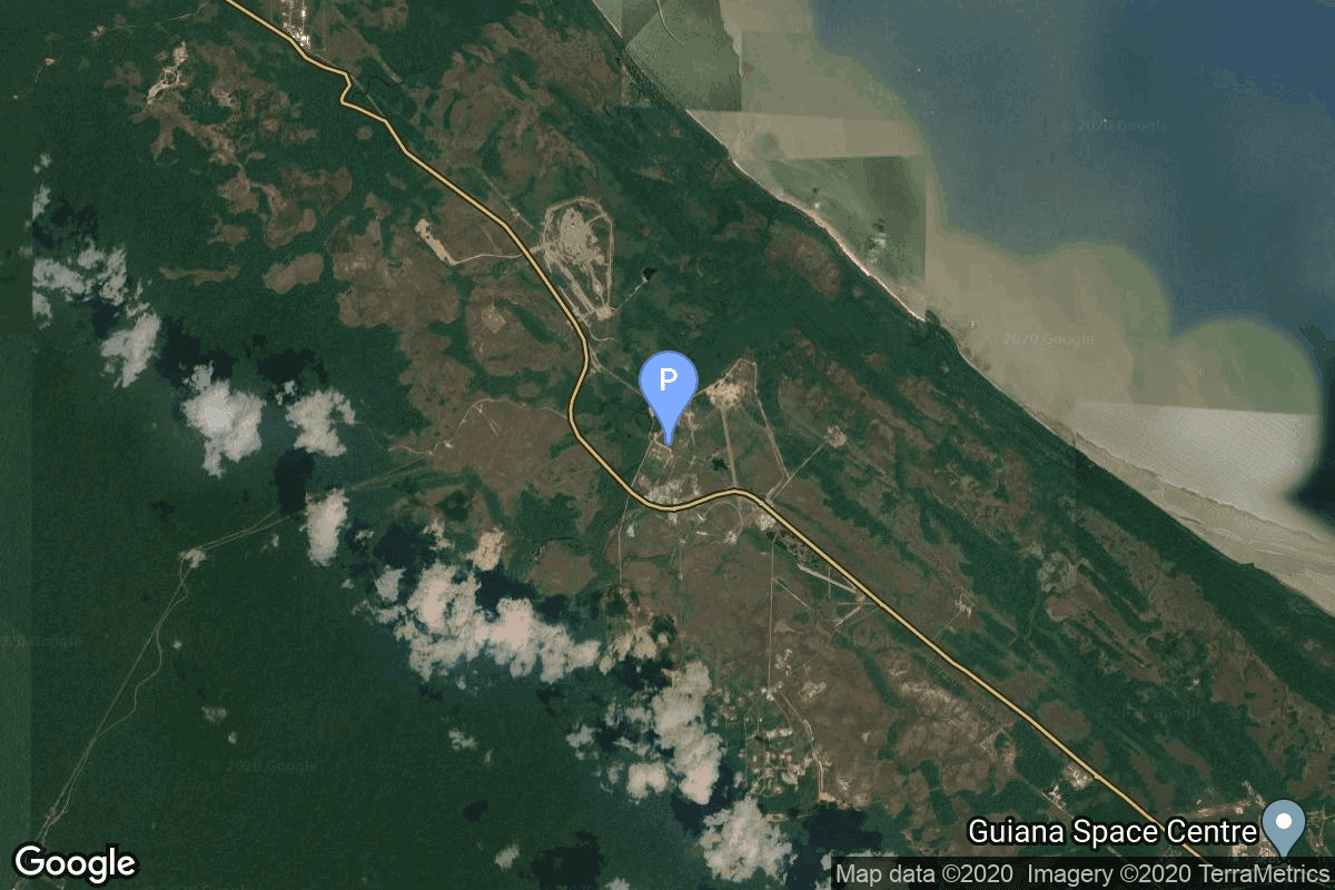 Map of Guiana Space Centre, French Guiana showing Ariane Launch Area 2