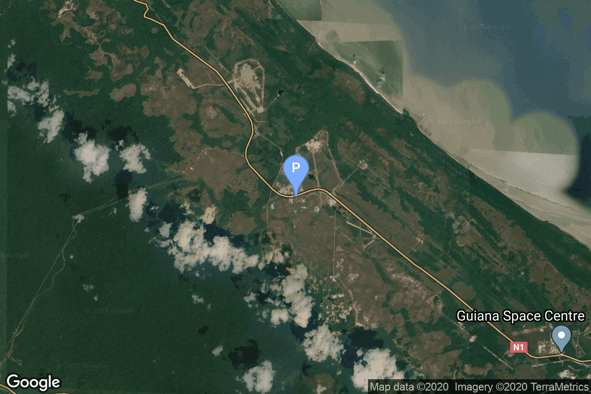 Map of Guiana Space Centre, French Guiana showing Diamant Launch Area