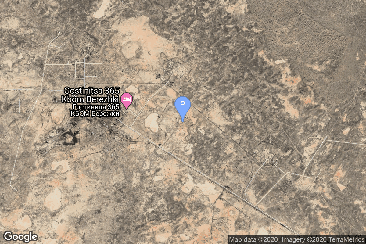 Map of Baikonur Cosmodrome, Republic of Kazakhstan showing 175/58