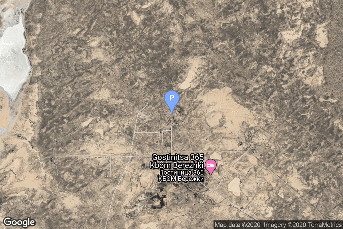 Map of Baikonur Cosmodrome, Republic of Kazakhstan showing 90/20