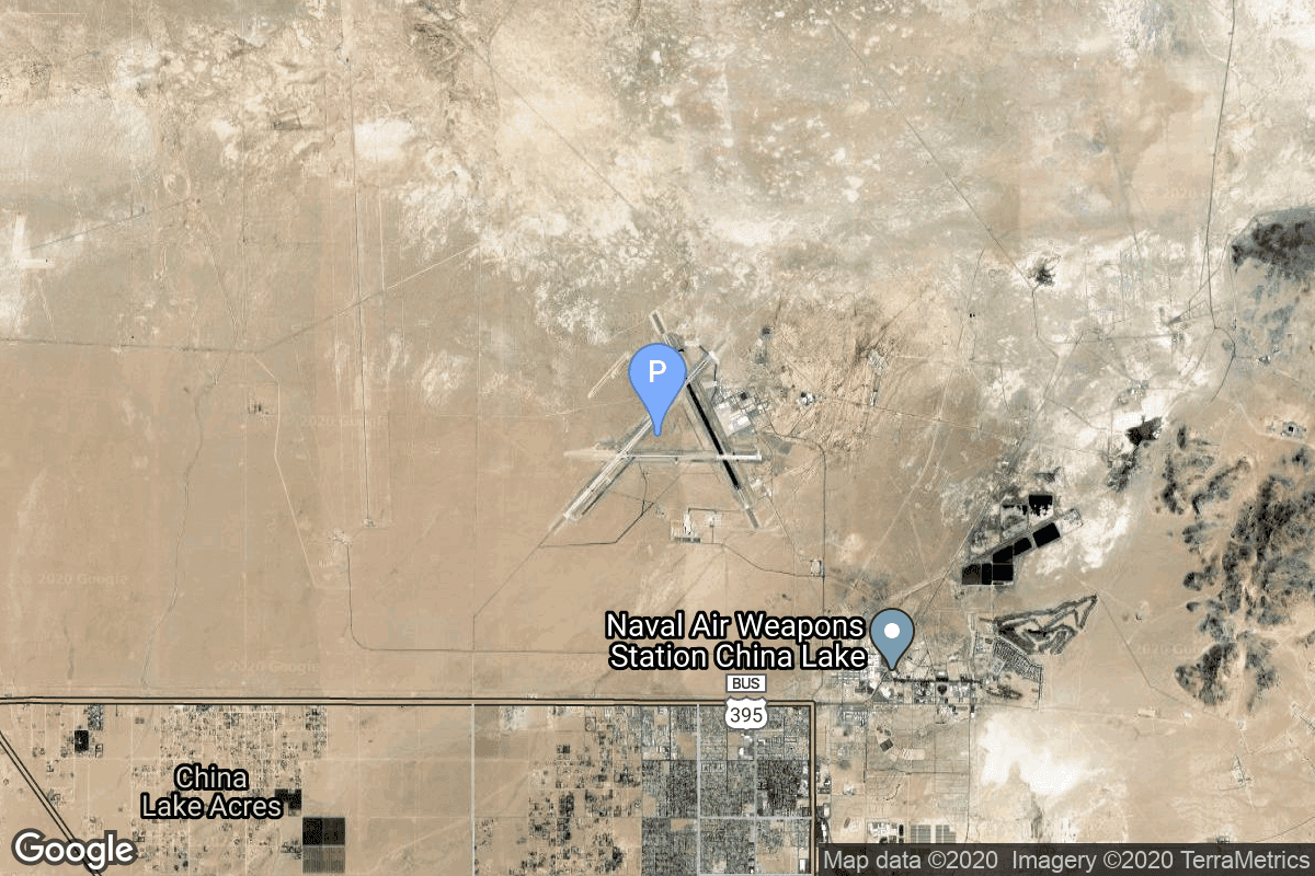 Map of Air launch to Suborbital flight showing Naval Air Weapons Station China Lake