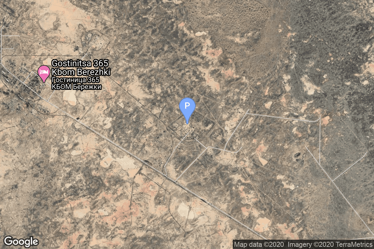 Map of Baikonur Cosmodrome, Republic of Kazakhstan showing 200/39 (200L)