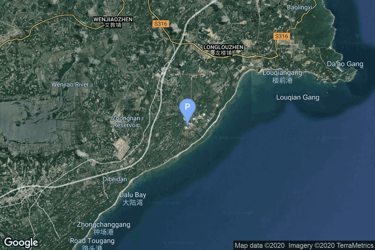 Map of Wenchang Space Launch Site, People's Republic of China showing 201