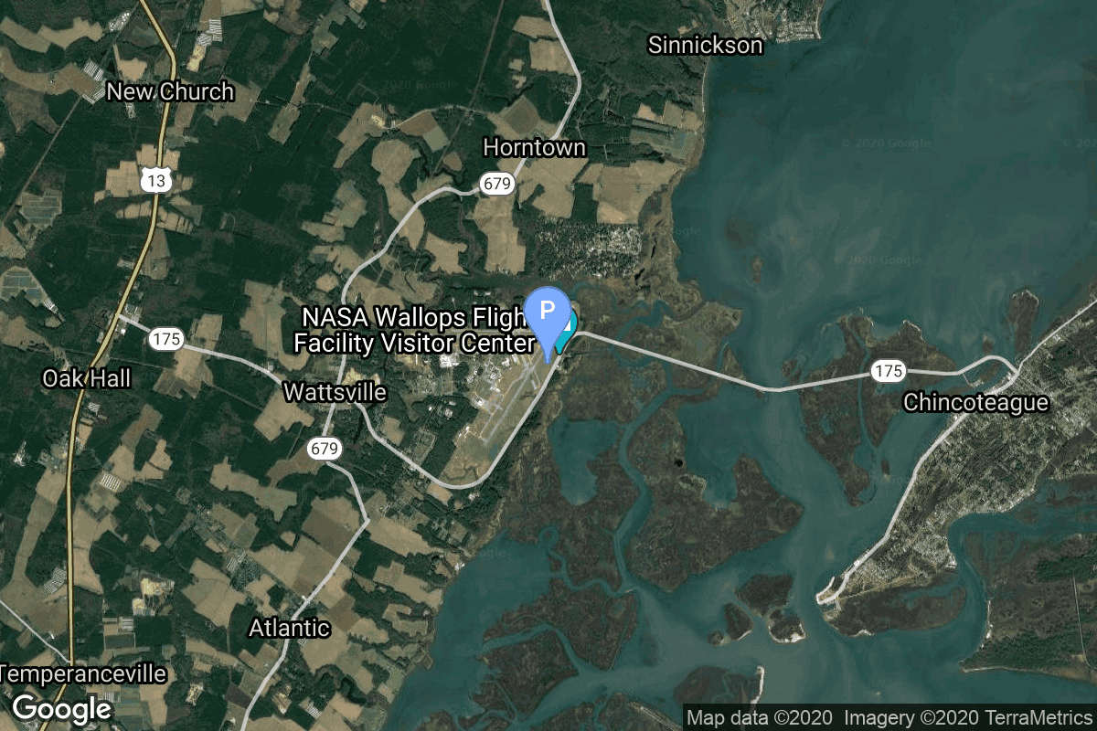 Map of Wallops Flight Facility, Virginia, USA showing Unknown Pad