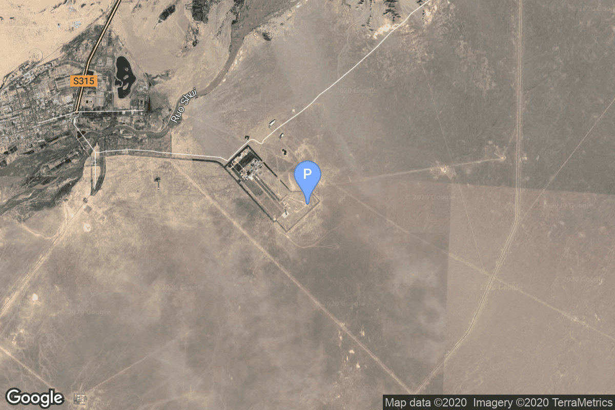 Map of Jiuquan Satellite Launch Center, People's Republic of China showing Launch Area 94 (SLS-2 / 603)