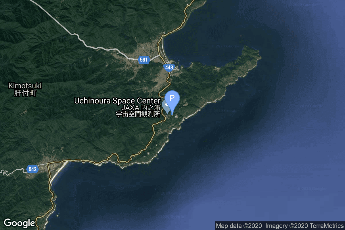 Map of Uchinoura Space Center, Japan showing KS Center