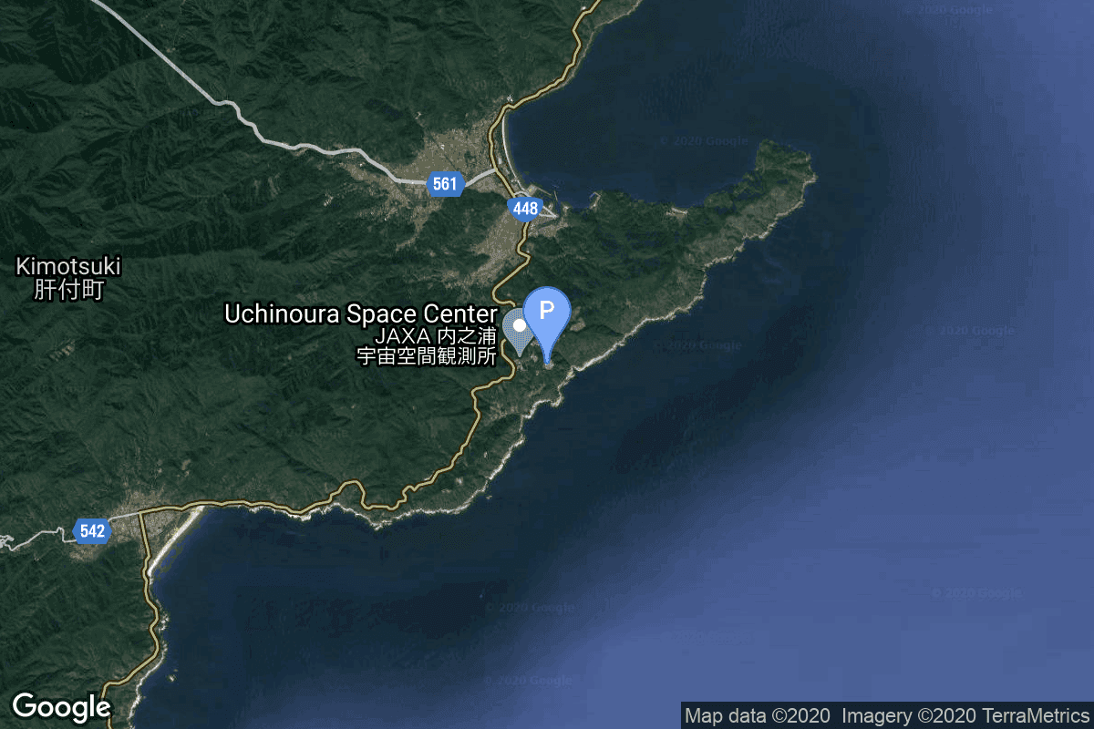 Map of Uchinoura Space Center, Japan showing Mu Center