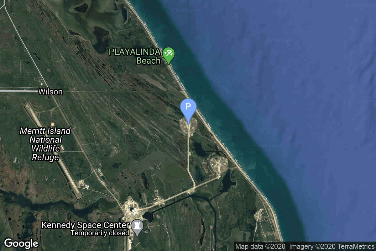 Map of Kennedy Space Center, FL, USA showing Launch Complex 39B