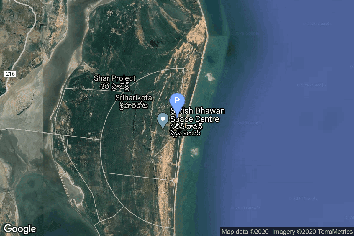 Map of Satish Dhawan Space Centre, India showing Satish Dhawan Space Centre First Launch Pad