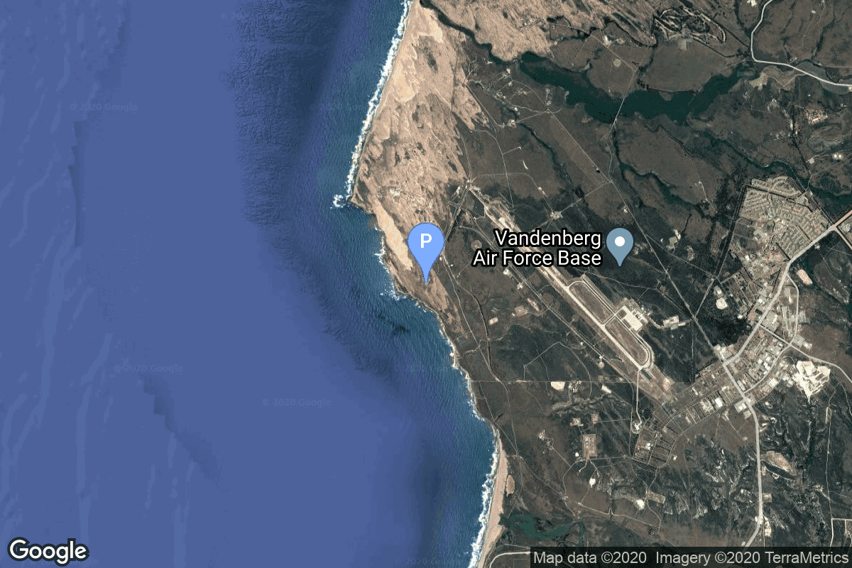 Map of Vandenberg SFB, CA, USA showing Space Launch Complex 576E