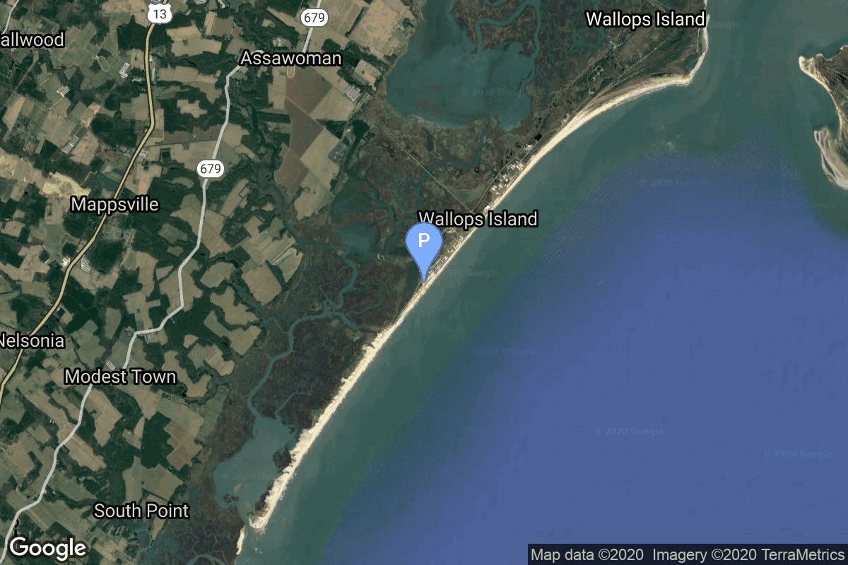 Map of Wallops Flight Facility, Virginia, USA showing Launch Area 0 B