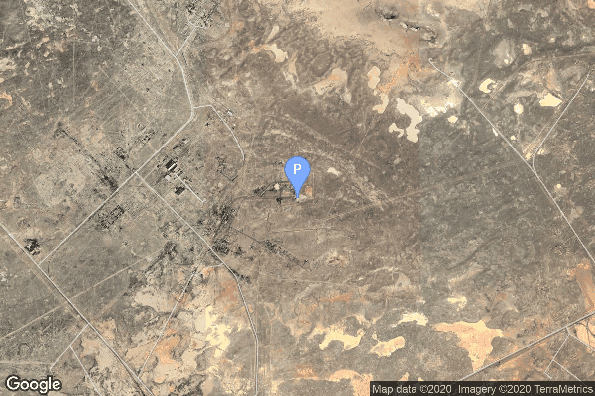 Map of Baikonur Cosmodrome, Republic of Kazakhstan showing Unknown Pad