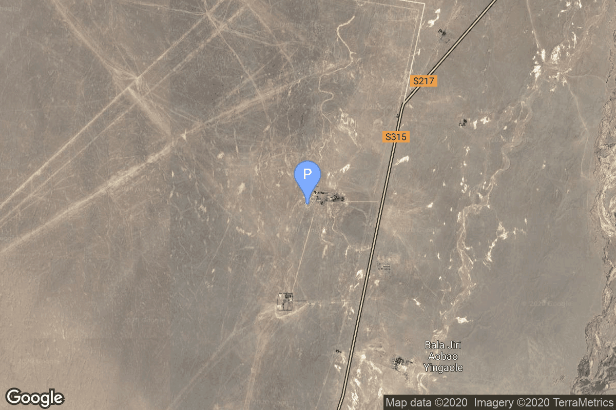Map of Jiuquan Satellite Launch Center, People's Republic of China showing Launch Area 2A