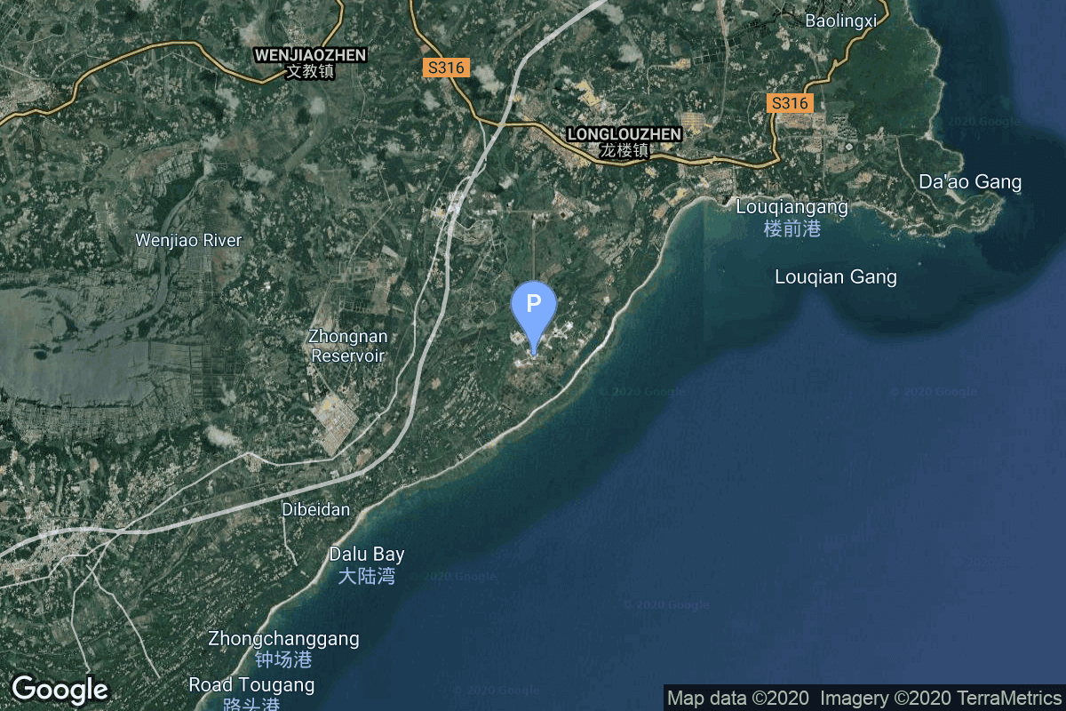 Map of Wenchang Space Launch Site, People's Republic of China showing Unknown Pad