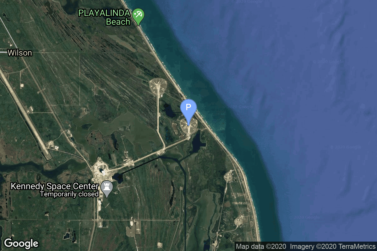 Map of Kennedy Space Center, FL, USA showing Launch Complex 39A