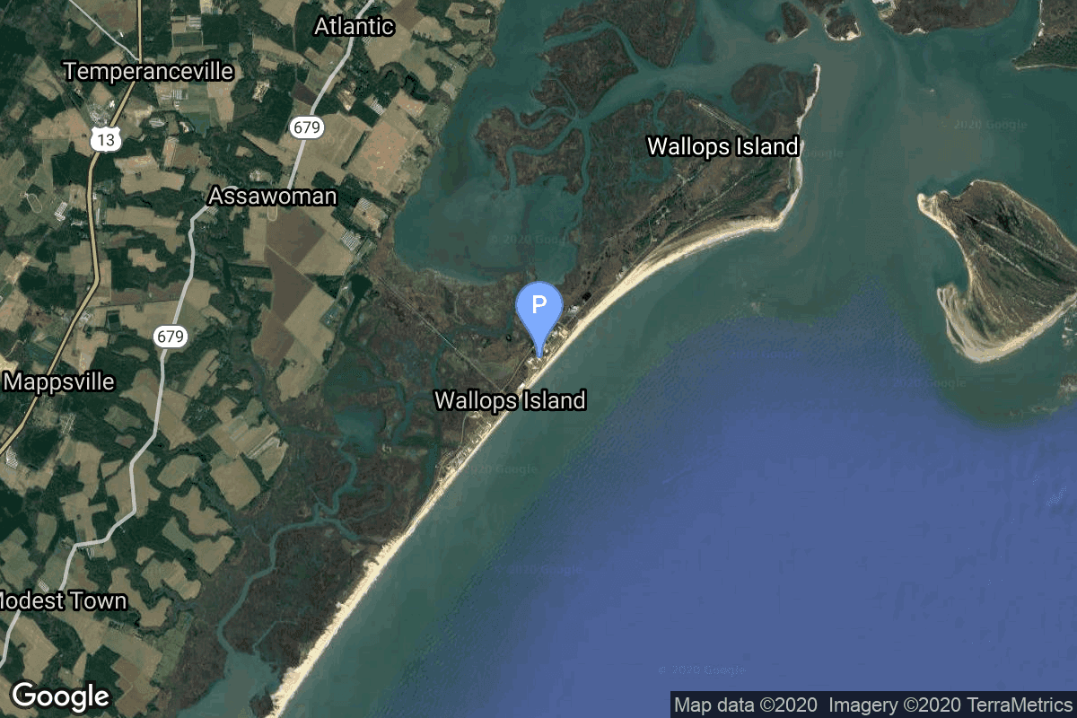 Map of Wallops Flight Facility, Virginia, USA showing Launch Area 3
