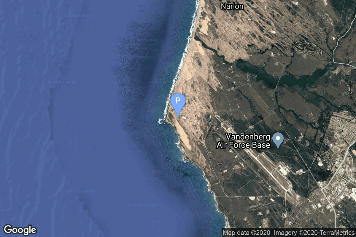 Map of Vandenberg SFB, CA, USA showing Space Launch Complex 1W