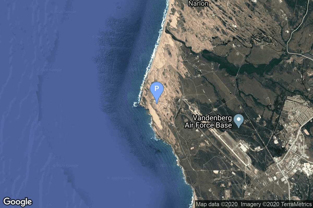 Map of Vandenberg SFB, CA, USA showing Space Launch Complex 1E